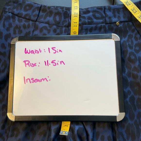 Harlyn Anthropologie Black Blue Leopard Print Onca Culotte Pants Sz 12 Wide Leg - Picture 8 of 9